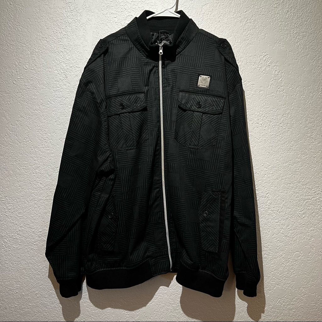 Rawblue Denim Kruz Mens Black Jacket 3xl Nwt Checkered Streetwear Hip Hop Y2k